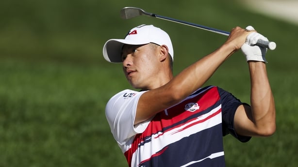 FARMINGDALE, NEW YORK - SEPTEMBER 22: Collin Morikawa of Team United States plays a shot on the third hole during a practice round prior to the Ryder Cup 2025 at Black Course at Bethpage State Park Golf Course on September 22, 2025 in Farmingdale, New York. (Photo by Carl Recine/Getty Images)