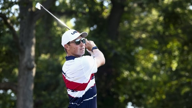 FARMINGDALE, NEW YORK - SEPTEMBER 22: Ben Griffin of Team United States tees off on the third hole during a practice round prior to the Ryder Cup 2025 at Black Course at Bethpage State Park Golf Course on September 22, 2025 in Farmingdale, New York. (Photo by Jared C. Tilton/Getty Images)