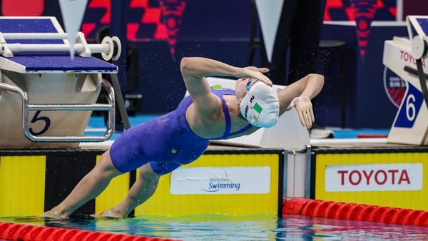 24 September 2025; Róisín Ní Ríain of team Ireland competes in the Women’s 100m Backstroke S13 final during day four of the Toyota World Para Swimming Championships at the OCBC Aquatic Centre in Singapore. Photo by Ian MacNicol/Sportsfile