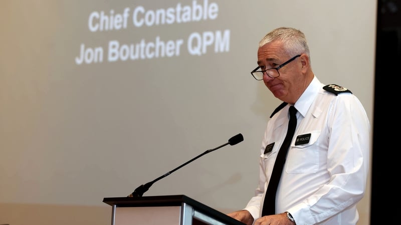 The PSNI's Chief Constable addressing the media at a press conference in Belfast