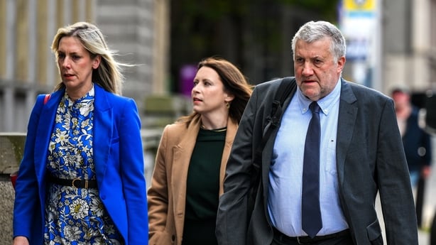 24 September 2025; FAI delegates Aoife Rafferty, People and Culture Director, left, Eadaoin Keane, Marketing and Communications Director, and FAI President Paul Cooke arrive for the Joint Committee on Arts, Media, Communications, Culture and Sport at Leinster House in Dublin. Photo by Ray McManus/Sp