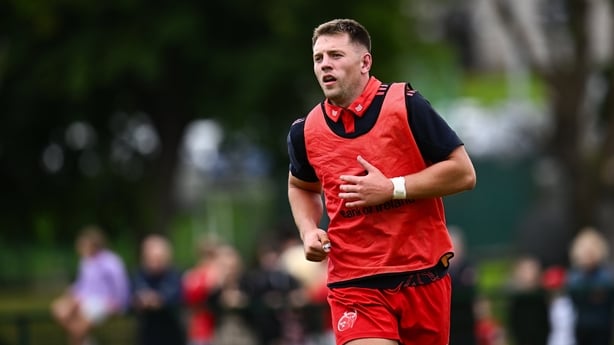 20 August 2025; Lee Barron during a Munster Rugby open training session at Rockwell College in Rockwell, Tipperary. Photo by Piaras Ó Mídheach/Sportsfile