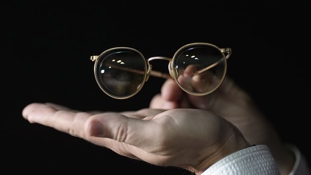 John Lennon's tinted prescription Lost Weekend glasses, with an estimate of �150,000 - �300,000, during a preview for the upcoming music memorabilia auction, taking place in London from October 23-24. Picture date: Tuesday September 16, 2025. PA Photo. Memorabilia worn and used by Michael Jackson, O