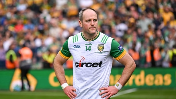 27 July 2025; Michael Murphy of Donegal dejected after the GAA Football All-Ireland Senior Championship final match between Kerry and Donegal at Croke Park in Dublin. Photo by Ramsey Cardy/Sportsfile