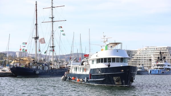 BIZERTE, TUNISIA - SEPTEMBER 14: First vessel of the Global Sumud Flotilla sets sail from Binzert Port, heading to Gaza to break the Israeli blockade and deliver humanitarian aid in Bizerte, Tunisia, on September 14, 2025. (Photo by Mohamed Mdalla/Anadolu