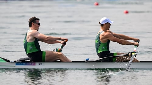 Ross Corrigan (L) and Nathan Timoney finished sixth in their A final