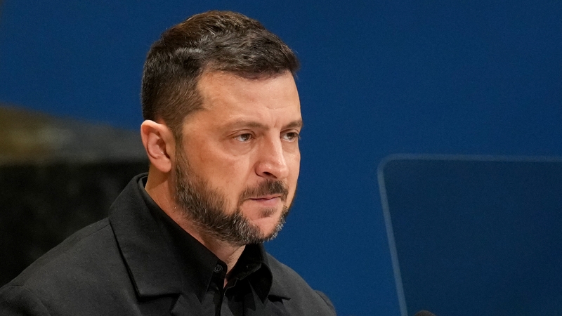Volodymyr Zelenskiy, Ukraine's president, during the UN General Assembly in New York yesterday