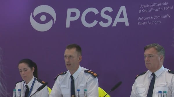 Justin Kelly sitting before the Policing Board