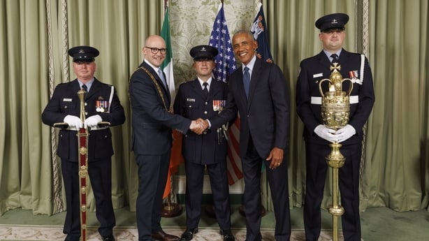 Former US president Barack Obama pictured receiving the freedom of Dublin