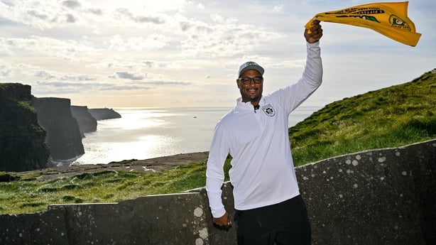 23 September 2025; Ahead of their historic game this coming Sunday, the Pittsburgh Steelers have arrived in Ireland and currently undertaking a nationwide tour of the country, led by former Pittsburgh Steelers player and two-time Super Bowl Champion Max Starks, who today visited local spots includin