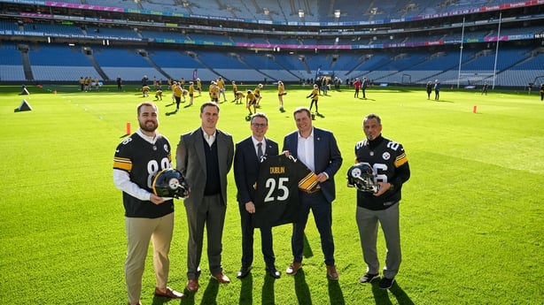 12 March 2025; More than 50 young players from Greenlanes National School and Scoil an tSeachtar Laoch (both from Dublin aged between 10 and 12 years old) took to the pitch in Croke Park today to showcase their NFL Flag Football skills. Fast paced and accessible for all, flag football is the non-con