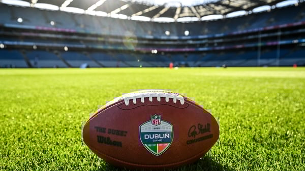 12 March 2025; More than 50 young players from Greenlanes National School and Scoil an tSeachtar Laoch (both from Dublin aged between 10 and 12 years old) took to the pitch in Croke Park today to showcase their NFL Flag Football skills. Fast paced and acc