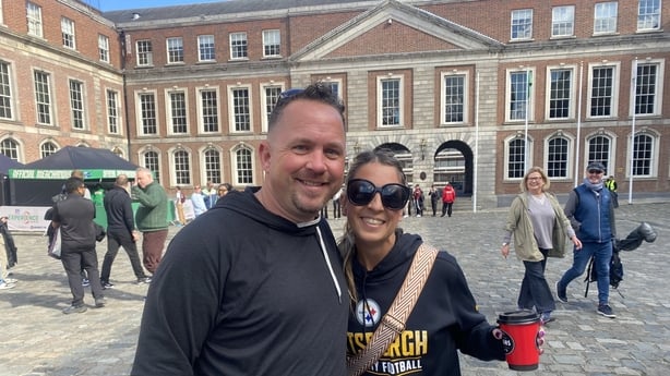 Michelle April Burnell and husband Andrew at NFL event in Dublin Castle