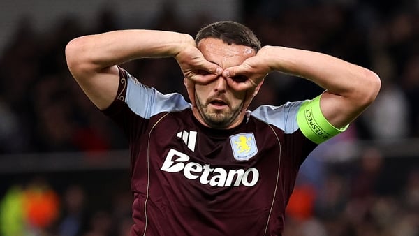 BIRMINGHAM, ENGLAND - SEPTEMBER 25: John McGinn of Aston Villa celebrates scoring his team's first goal during the UEFA Europa League 2025/26 League Phase MD1 match between Aston Villa FC and Bologna FC 1909 at Villa Park on September 25, 2025 in Birmingh