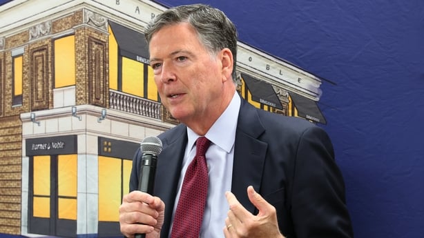 NEW YORK, NEW YORK - MAY 19: Author James Comey, former FBI Director, speaks at the Barnes & Noble Upper West Side on May 19, 2025 in New York City. Comey sat with Esposito to discuss his career and new book "FDR DRIVE," the third of a series of fictional crime novels featuring attorney Nora Carleto