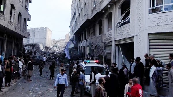 Street view of Sanaa in Yemen following attacks by Israel
