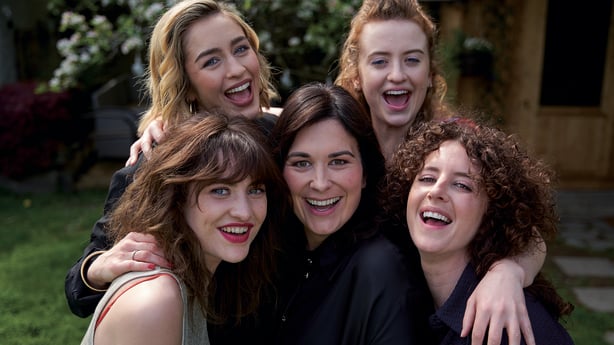 A group shot of the actors Helen Mairead Tyers Claire Danielle Galligan MaggieStefanie Preissner Caroline Menton Louisa Harland