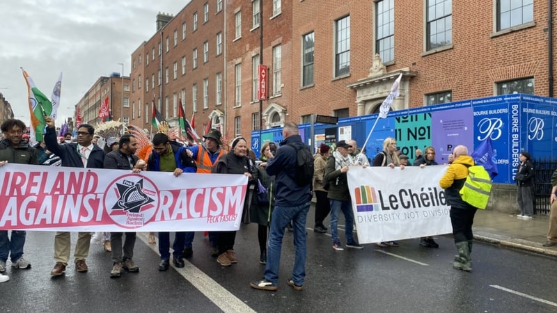 The United Against Racism rally made its way from Parnell Square to Custom House Quay