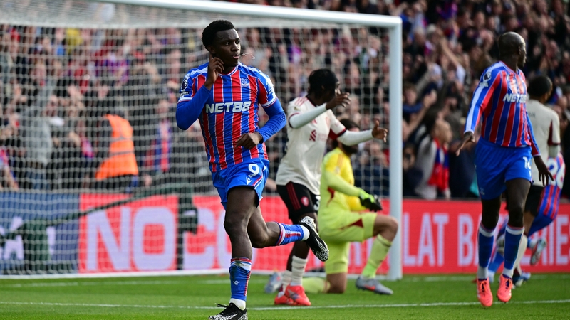 Eddie Nketiah (C) celebrates after scoring Crystal Palace's late, late winner