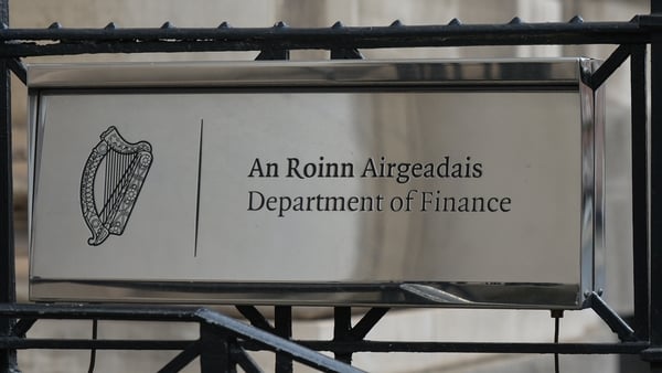 A sign 'Department of Finance' at the entrance to Department of Finance/Government Buildings in Dublin. On Tuesday, 13 April 2021, in Dublin, Ireland. (Photo by Artur Widak/NurPhoto)