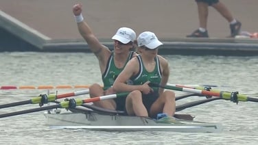 Fintan McCarthy and Mags Cremen win rowing gold in the mixed double sculls