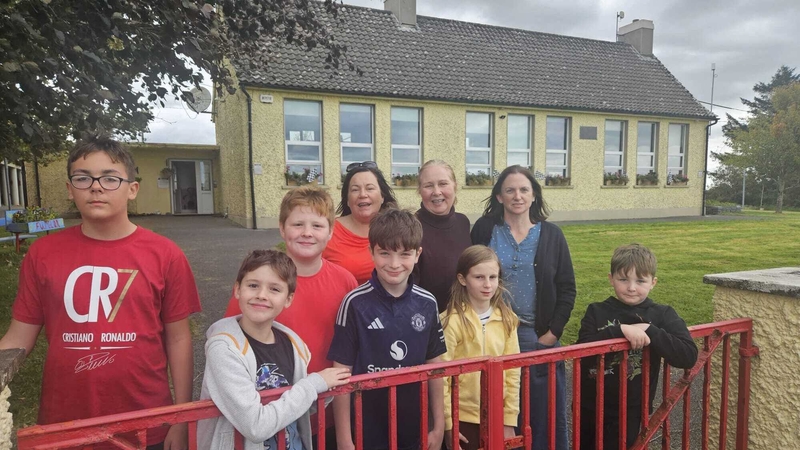 Pupils and staff at Furglan National School
