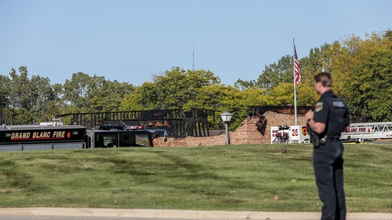 Emergency services respond to a shooting and fire at a Mormon church in Michigan
