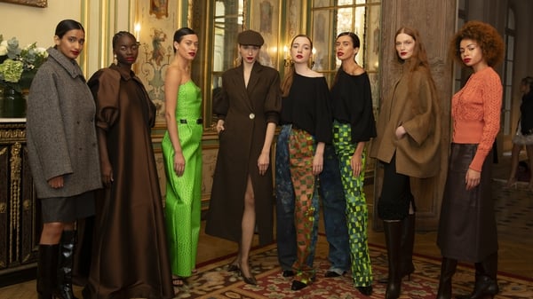 A photo of models all wearing Irish designs