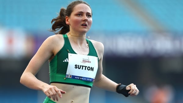 Lana Sutton of team Ireland competes in the Women's 100m T38 final during day four of the New Delhi 2025 World Para Athletics Championships at JLN Stadium in New Delhi