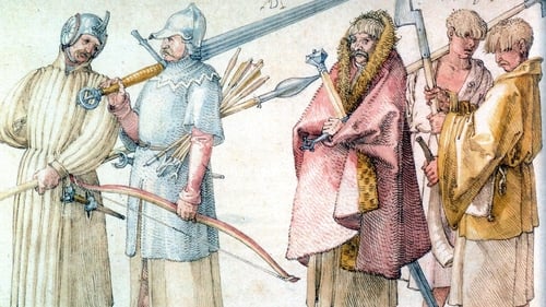 The height of fashion: 16th-century Irish kern mercenaries (right) and gallowglasses (left). Drawing: Albrecht Dürer/bpk / Kupferstichkabinett, SMB / Jörg P. Anders