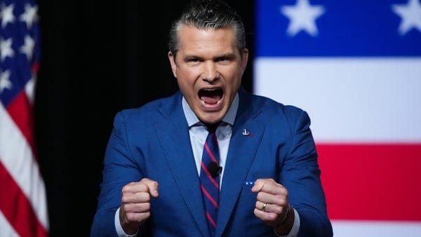 Pete Hegseth speaks at an event in Washington