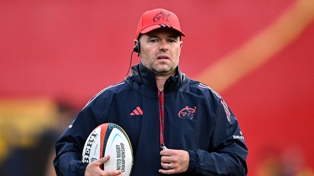 12 September 2025; Munster skills coach Mossy Lawler before the pre-season friendly match between Munster and Bath at Virgin Media Park in Cork. Photo by Piaras Ó Mídheach/Sportsfile