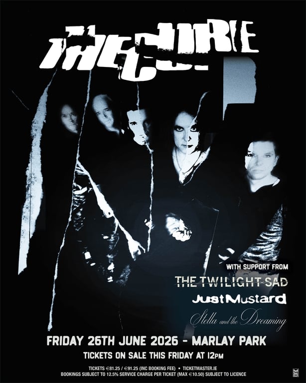 Poster for The Cure's Irish concert in 2026