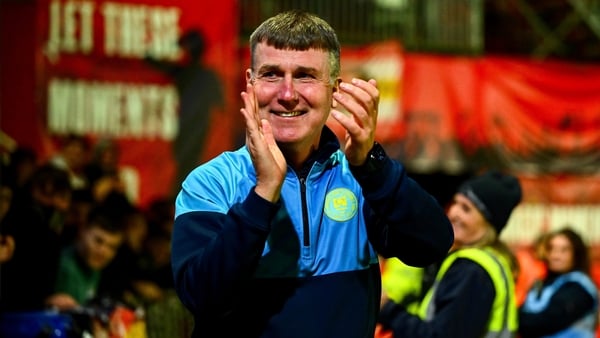 St Patrick's Athletic manager Stephen Kenny acknowledges supporters after his side's victory at the SSE Airtricity Men's Premier Division match between St Patrick's Athletic and Cork City at Richmond Park in Dublin