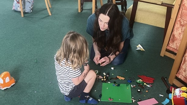 Ciara Bardon, a qualified primary school teacher living in Boyle, Co Roscommon playing with her son