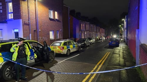 The scene at Damascus Street in Belfast where four people were taken to hospital after becoming unwell