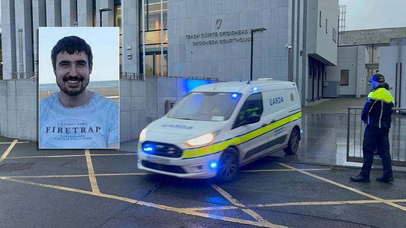 Robert O'Connor was brought before a special sitting of Drogheda District Court charged with the murder of his mother Louise, his father Mark and his brother Evan