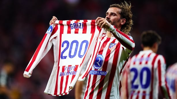 Antoine Griezmann of Atletico de Madrid celebrates after scoring their side's third goal during the UEFA Champions League 2025/26 League Phase MD2 match between Atletico de Madrid and Eintracht Frankfurt at Estadio Metropolitano on September 30, 2025 in Madrid