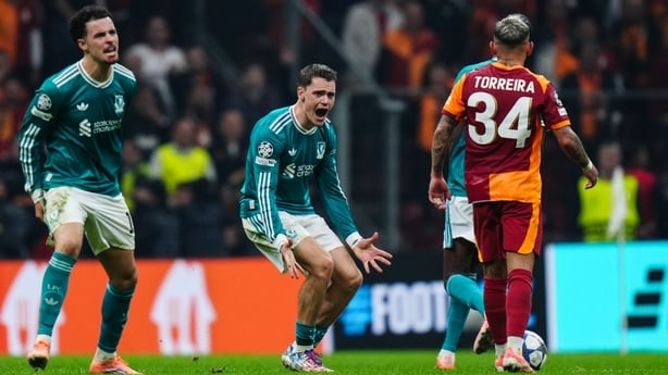 ISTANBUL, TURKIYE - SEPTEMBER 30: Curtis Jones (2nd L) and Florian Wirtz (2nd R) of Liverpool sadden during the UEFA Champions League week 2 match between Galatasaray and Liverpool at RAMS Park in Istanbul, Turkiye, on September 30, 2025. (Photo by Hakan Akgun/Anadolu via Getty Images)