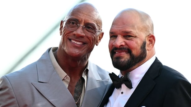Dwayne Johnson and former UFC fighter Mark Kerr attend the world premiere of The Smashing Machine at the 82nd International Venice Film Festival, at Venice Lido on 1 Sepember, 2025