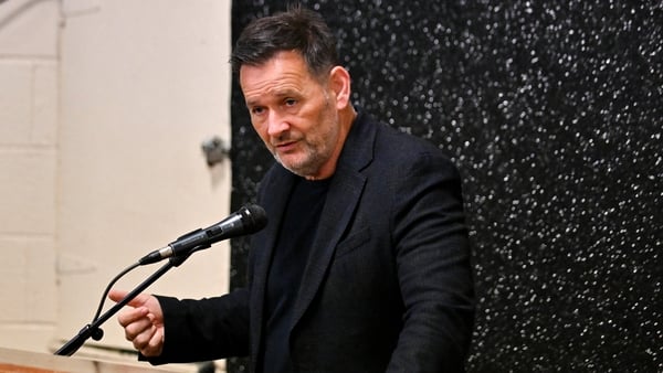 12 April 2025; Niall O’Carroll, Chairperson IABA, addresses attendees during an IABA Extraordinary General Meeting at the National Stadium in Dublin. Photo by Stephen Marken/Sportsfile