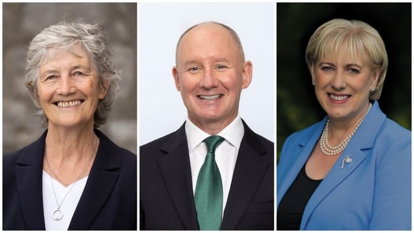 Composite of Ireland's presidential candidates showing Catherine Connolly, Jim Gavin and Heather Humphreys