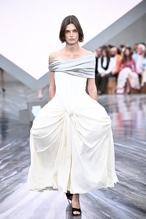 A model presents a creation by Dior
