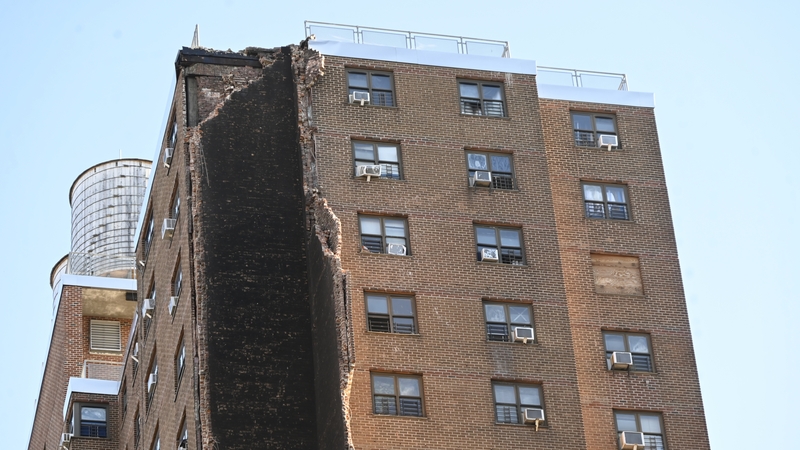 A view of the partial collapse of an apartment building at 205 Alexander Avenue in Bronx, New York