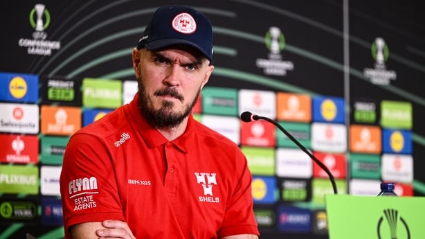 1 October 2025; Head coach Joey O'Brien speaks to the press during a Shelbourne media conference at Tallaght Stadium in Dublin. Photo by Ben McShane/Sportsfile