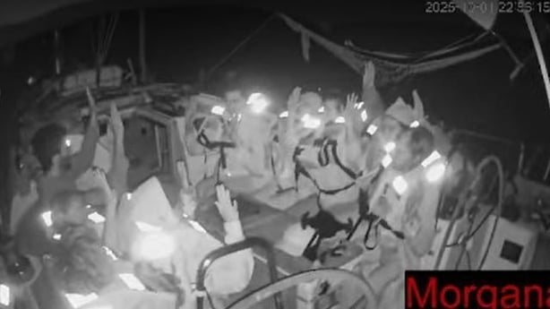 A vessel among the Sumud Flotilla is boarded