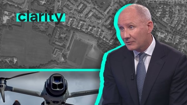 An image of Jim Gavin spliced with a drone and an aerial shot