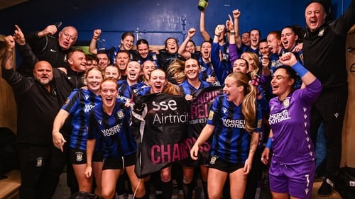 Athlone players and staff celebrate their league win