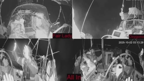 A screenshot of a livestream shows a moment of interception
