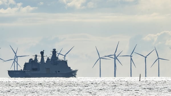 A Danish vessel patrols the water and airspace at Copenhagen Airport